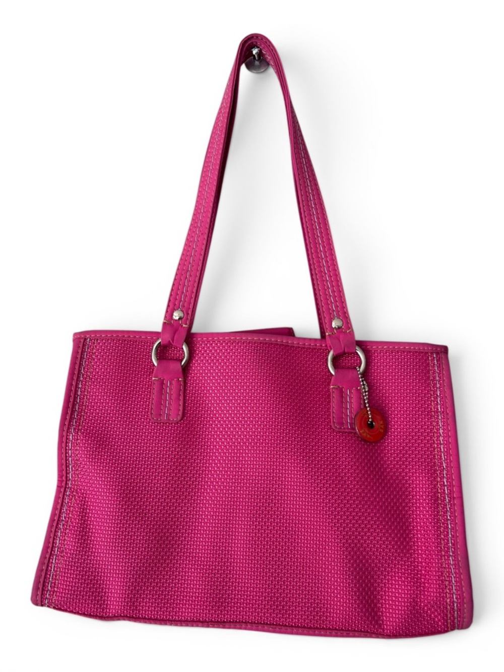 The Sak Pink Crochet Double Handle Shoulder Bag